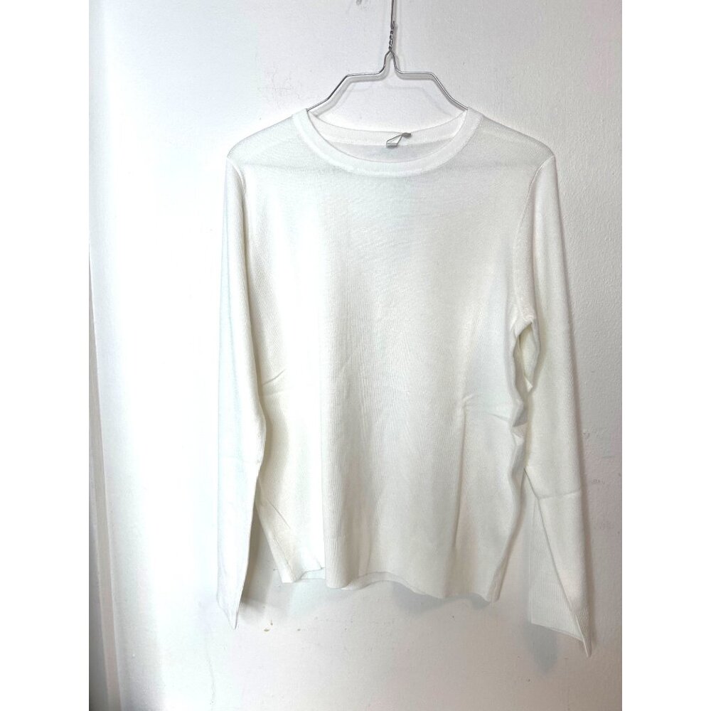 YUNDAI Long Sleeve Sweater Oversized Crew Neck Knitted White Viscose Blend Small - Picture 8 of 9